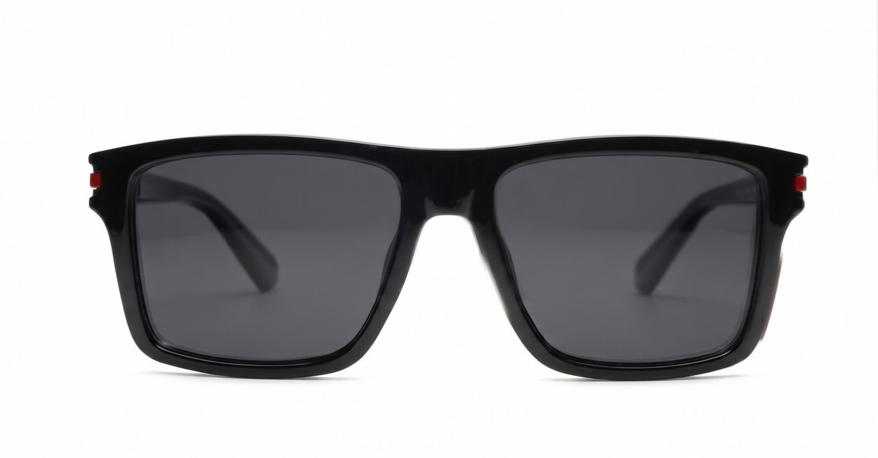 iPOP Outlaw polarised sunglasses in black with red stripe temple detail