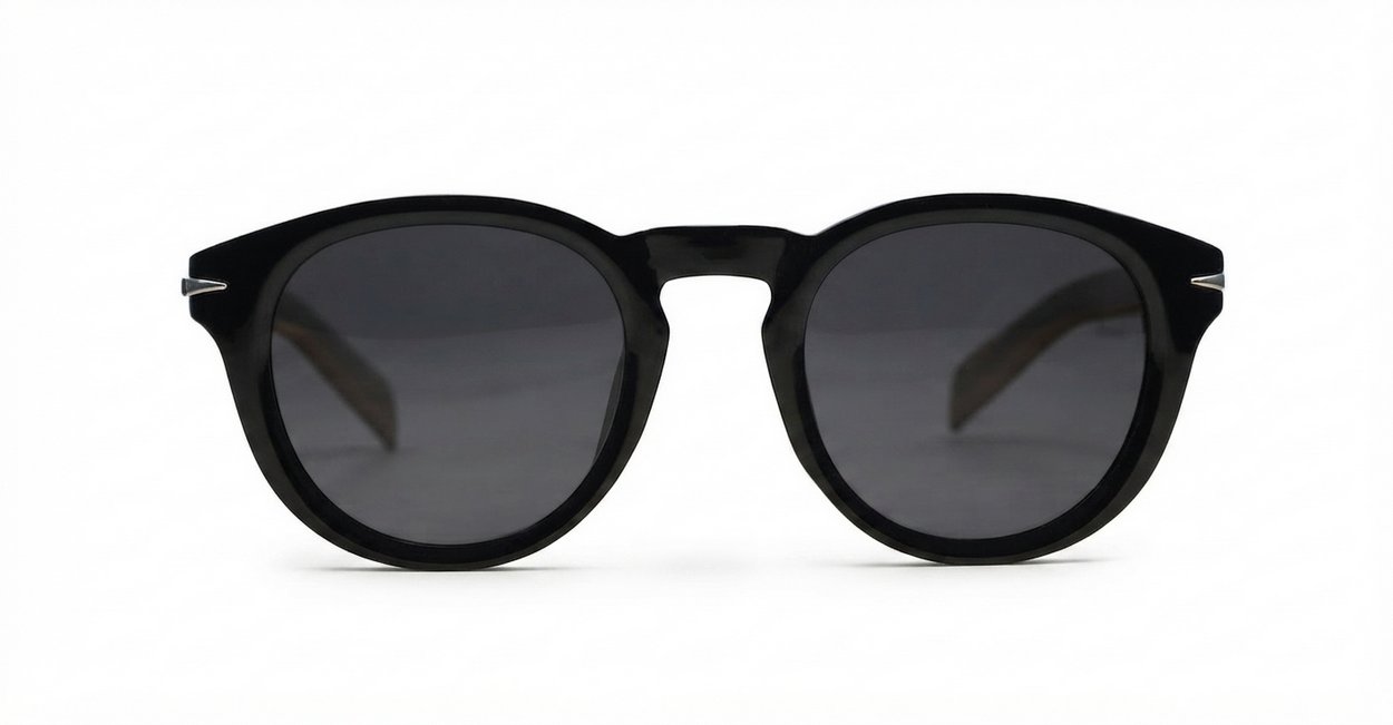 Stratos round black unisex polarised sunglasses wire temples category 3 lenses