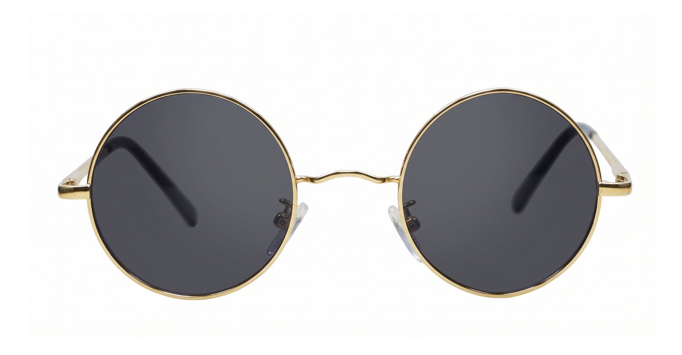 Cosmic Lennon style round polarised sunglasses gold frames small face