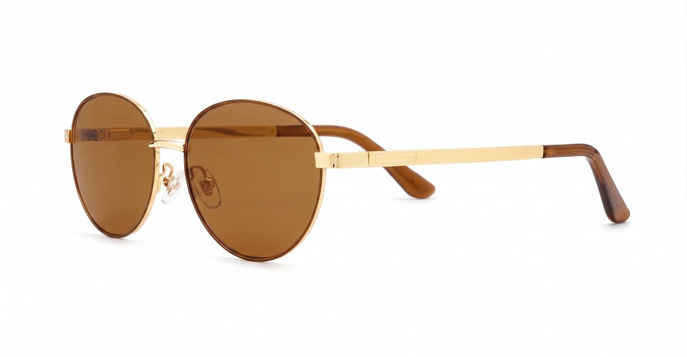 Vintage oval metal frame polarised sunglasses with slim rims