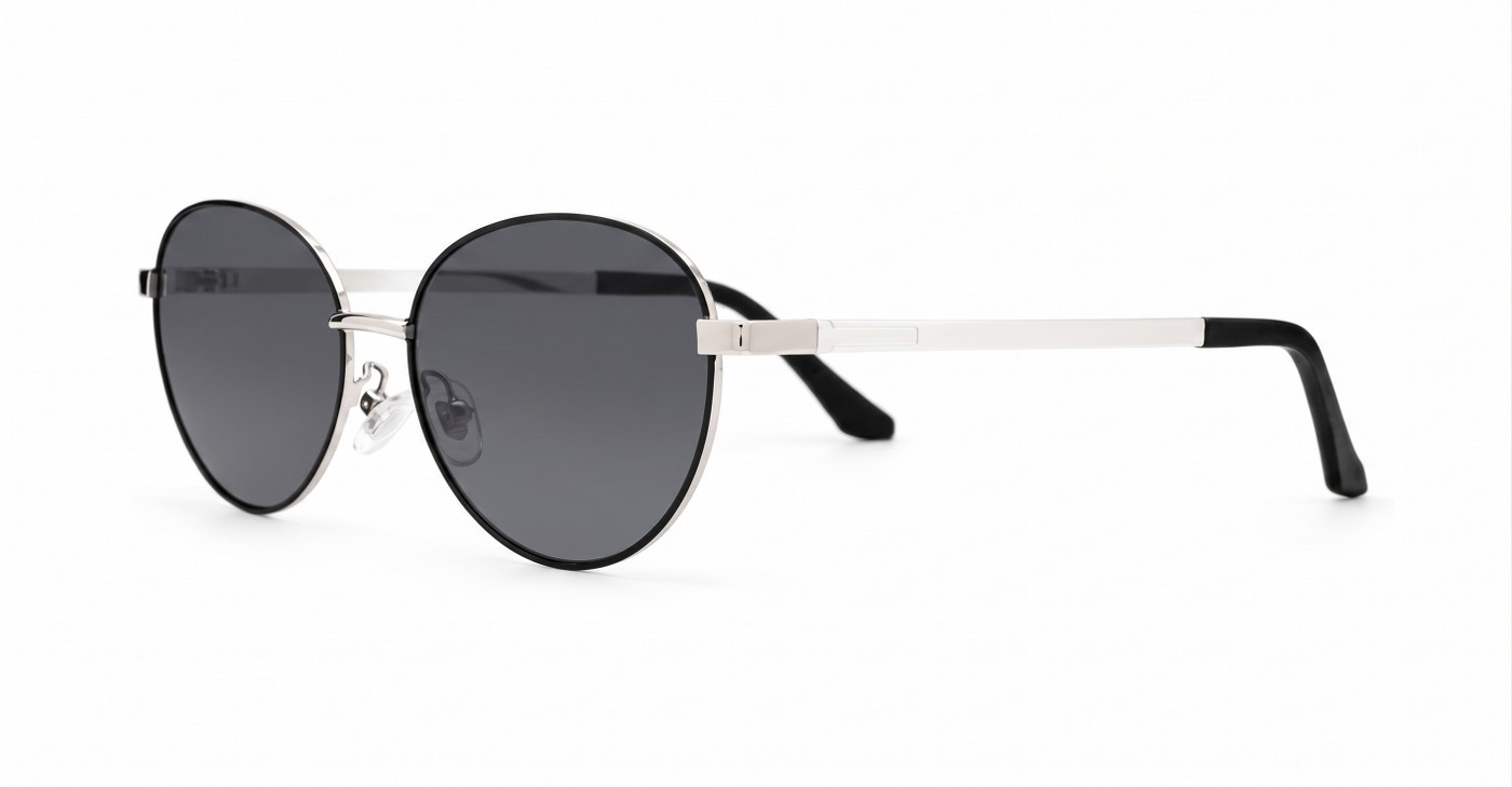 Vintage oval metal frame polarised sunglasses with slim rims