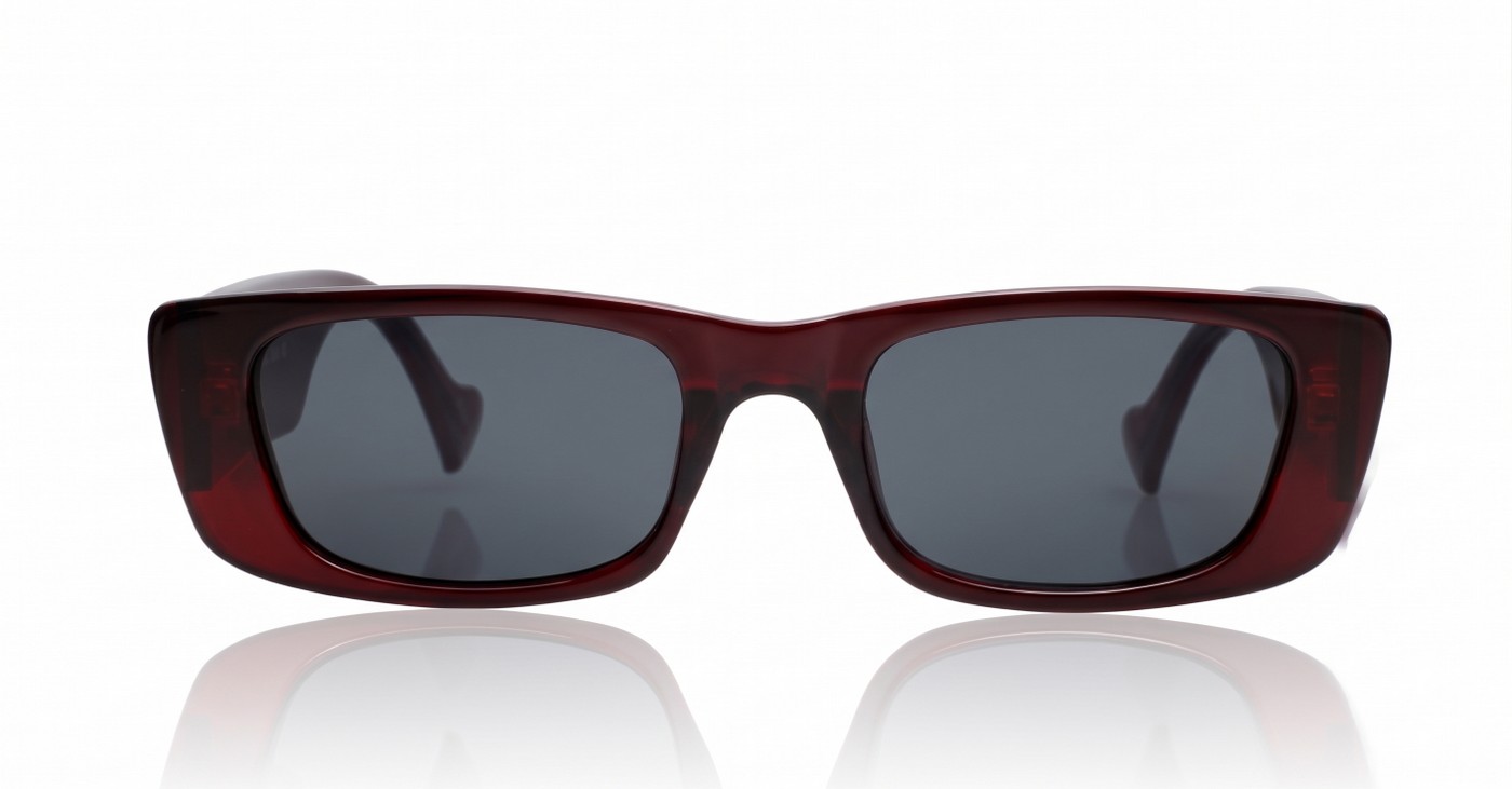 The Etta retro narrow rectangular UV400 sunglasses with super dark lenses