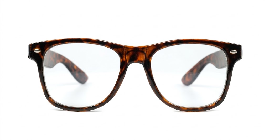 Classic vintage-shape tortoise shell blue blocker glasses with flexible hinges