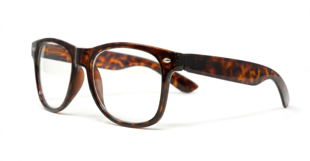 Classic vintage-shape tortoise shell blue blocker glasses with flexible hinges