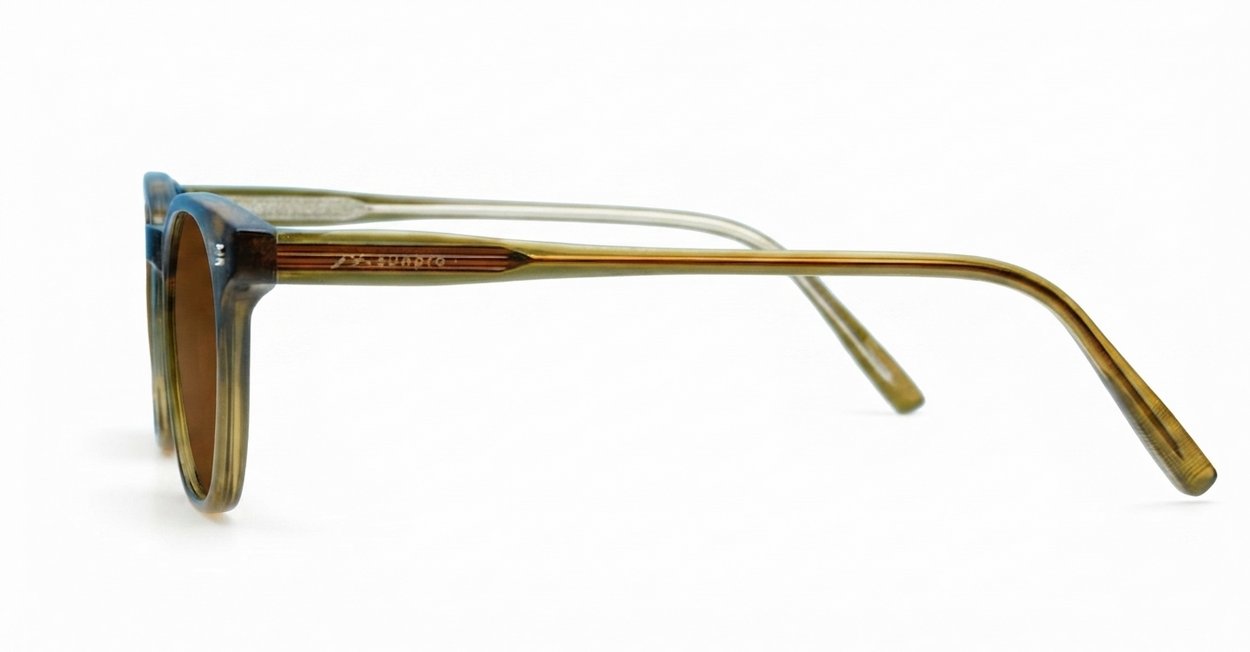 Wilbur Brown small round polarised sunglasses light brown frames dark brown lenses
