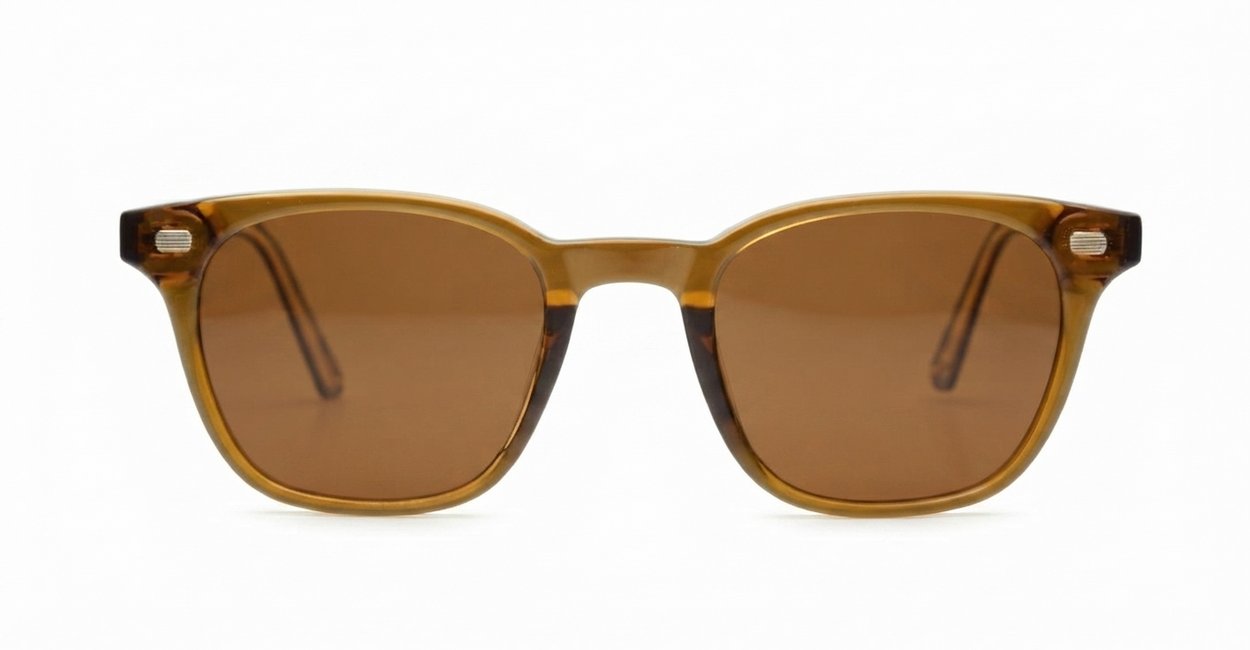 Wilbur Brown small round polarised sunglasses light brown frames dark brown lenses