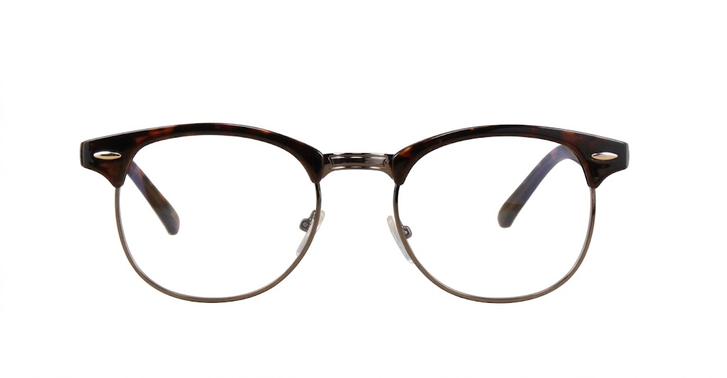 Classic clubmaster blue blocker glasses in warm tortoise with steel hinges