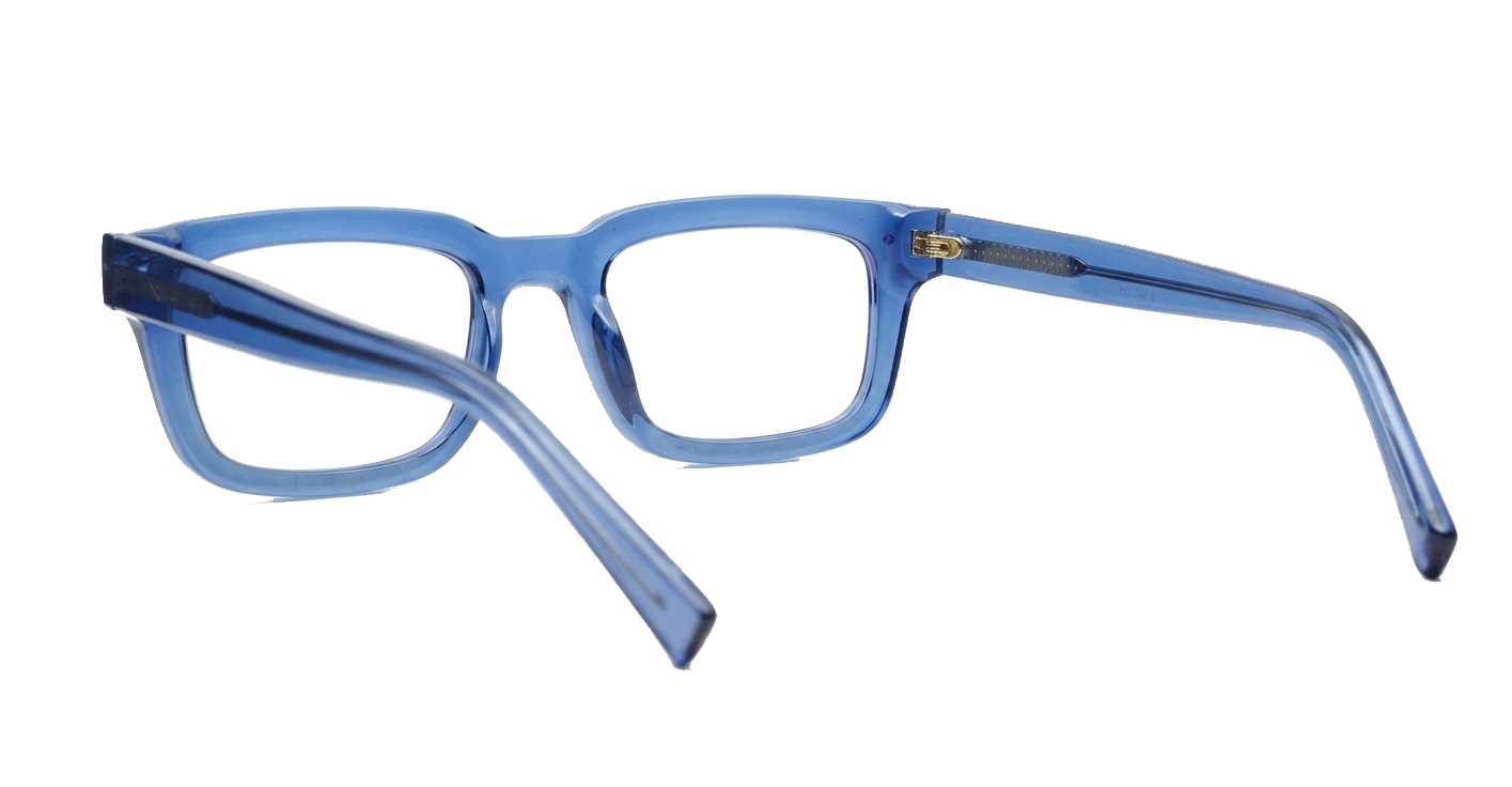 Clear blue blue blocker glasses with silver pin temple detailing