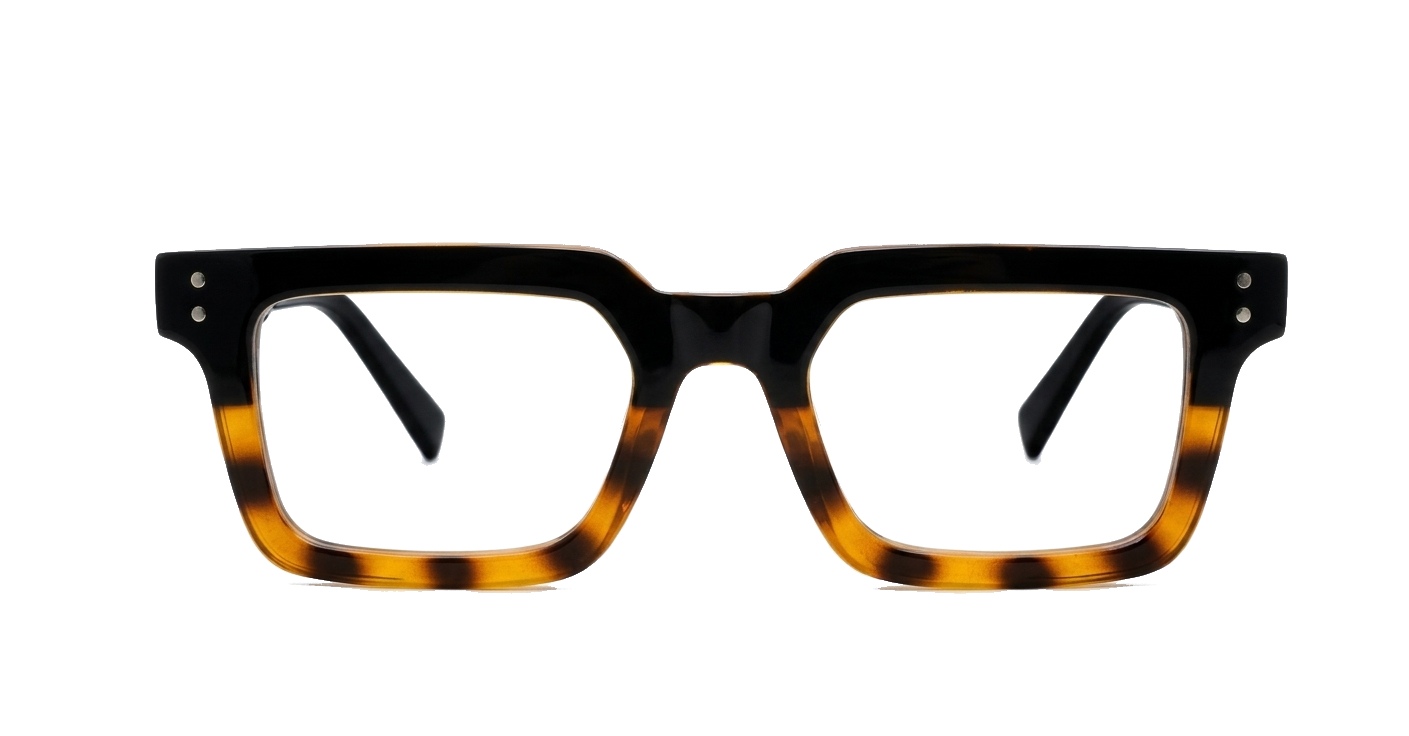 Sleek rectangular blue light glasses with silver detailing and robust steel hinges