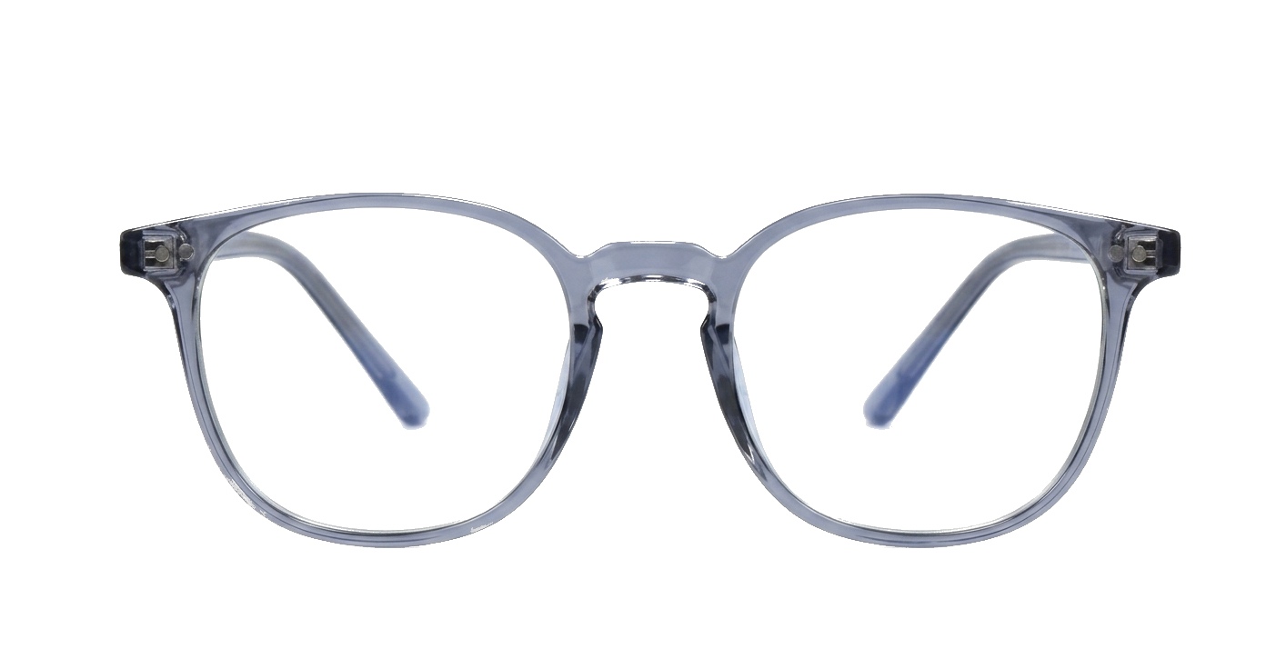 Classic round computer glasses with silver rivet detail and inner core wire temples
