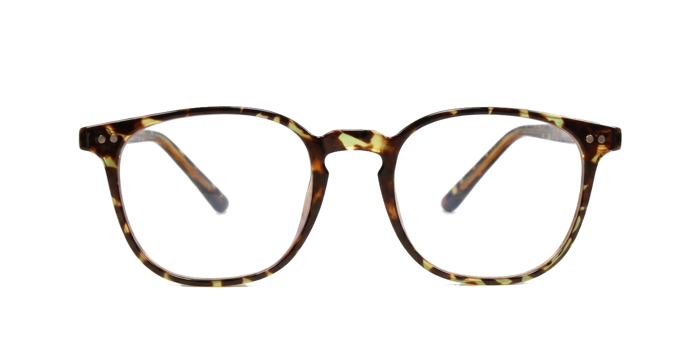 Classic round computer glasses with silver rivet detail and inner core wire temples