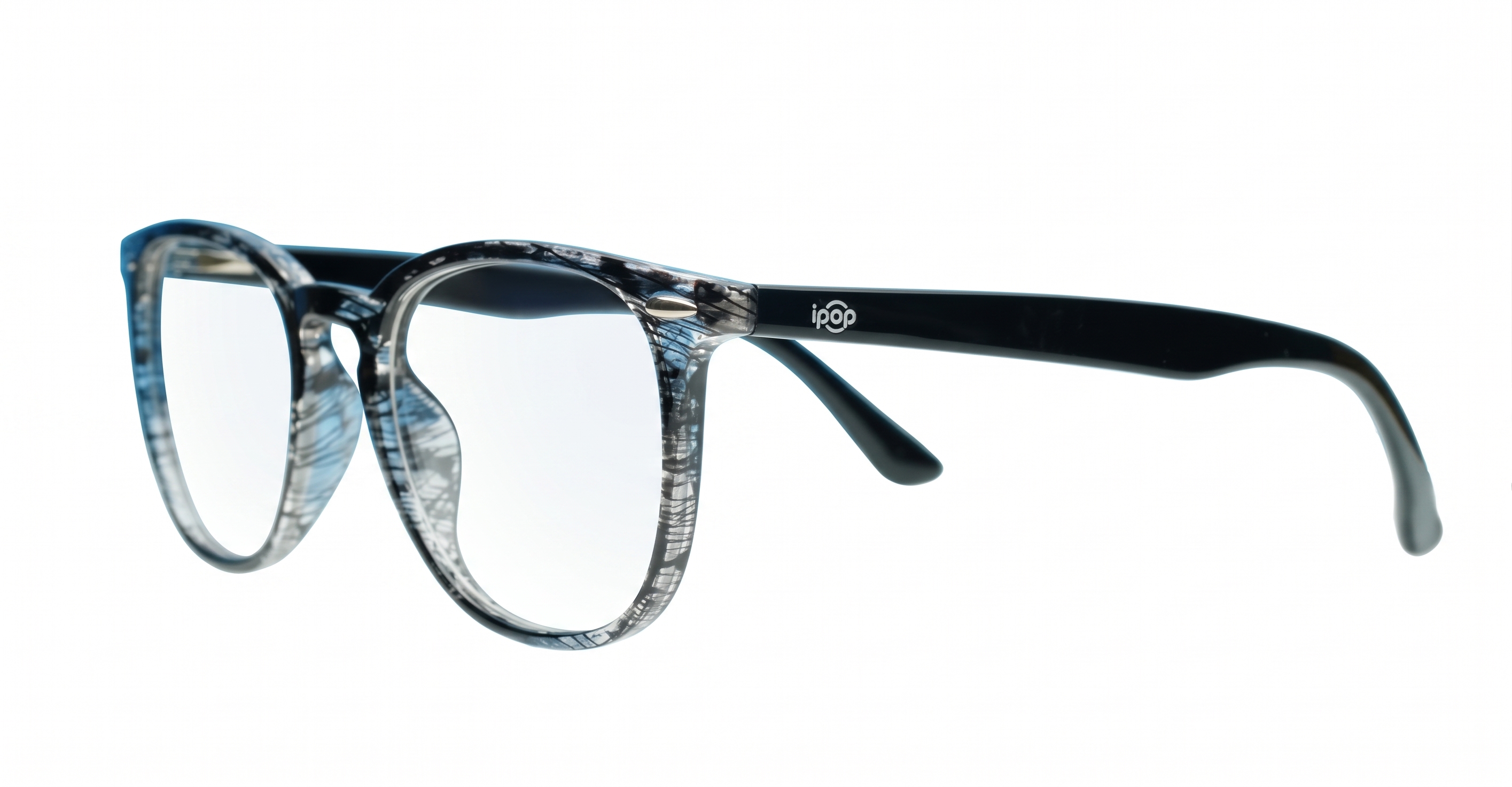 Classic round unisex blue light glasses with silver accents and flexible steel hinges