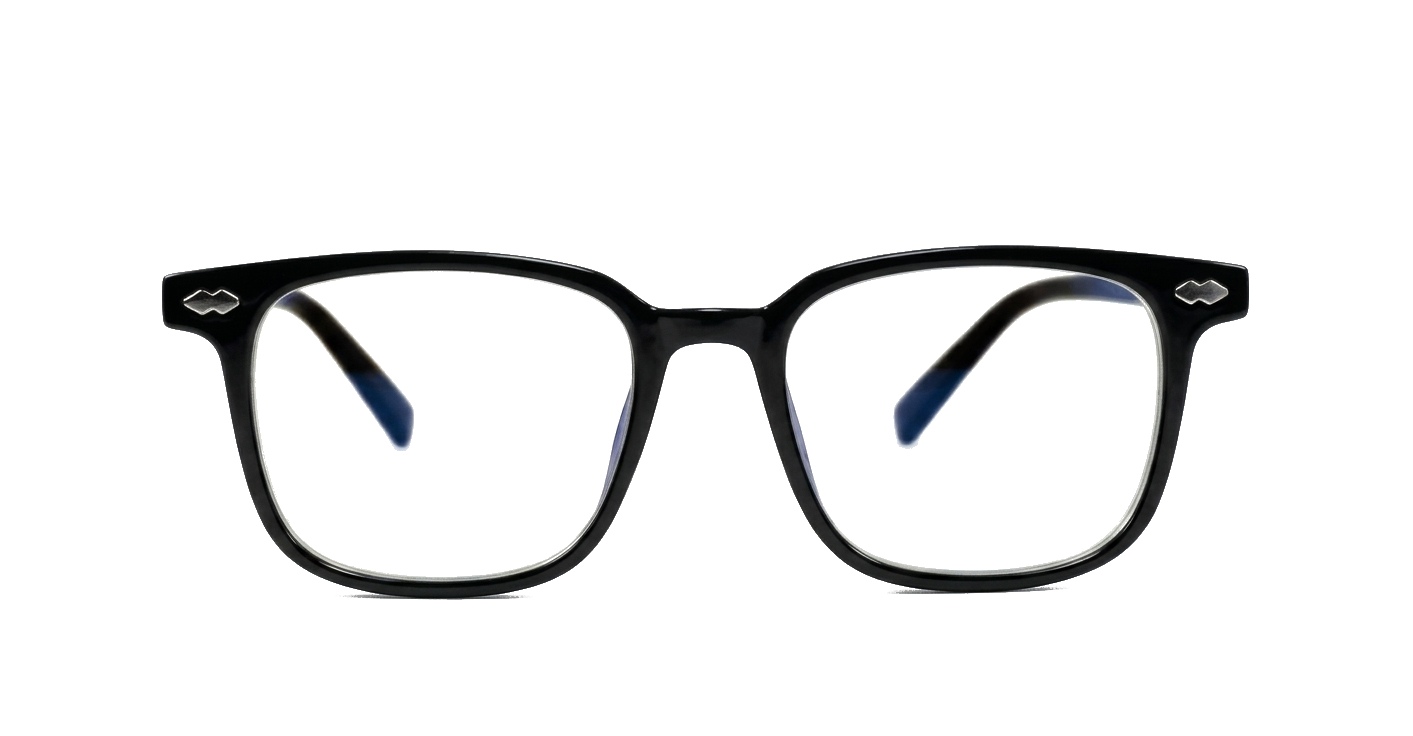 Classic rectangular anti blue light glasses in black, tortoise or clear with sturdy steel hinges