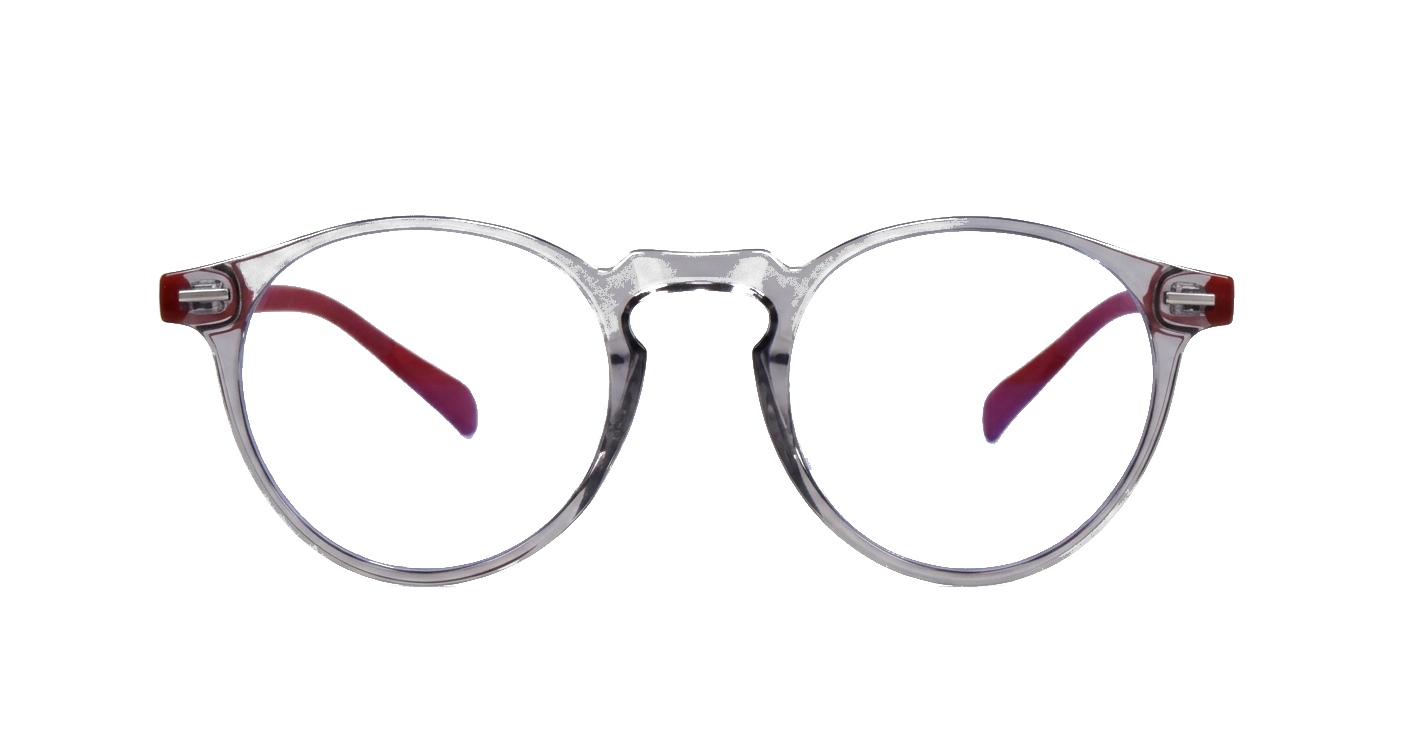 Round anti blue light glasses with silver accents, wire-core temples and steel hinges
