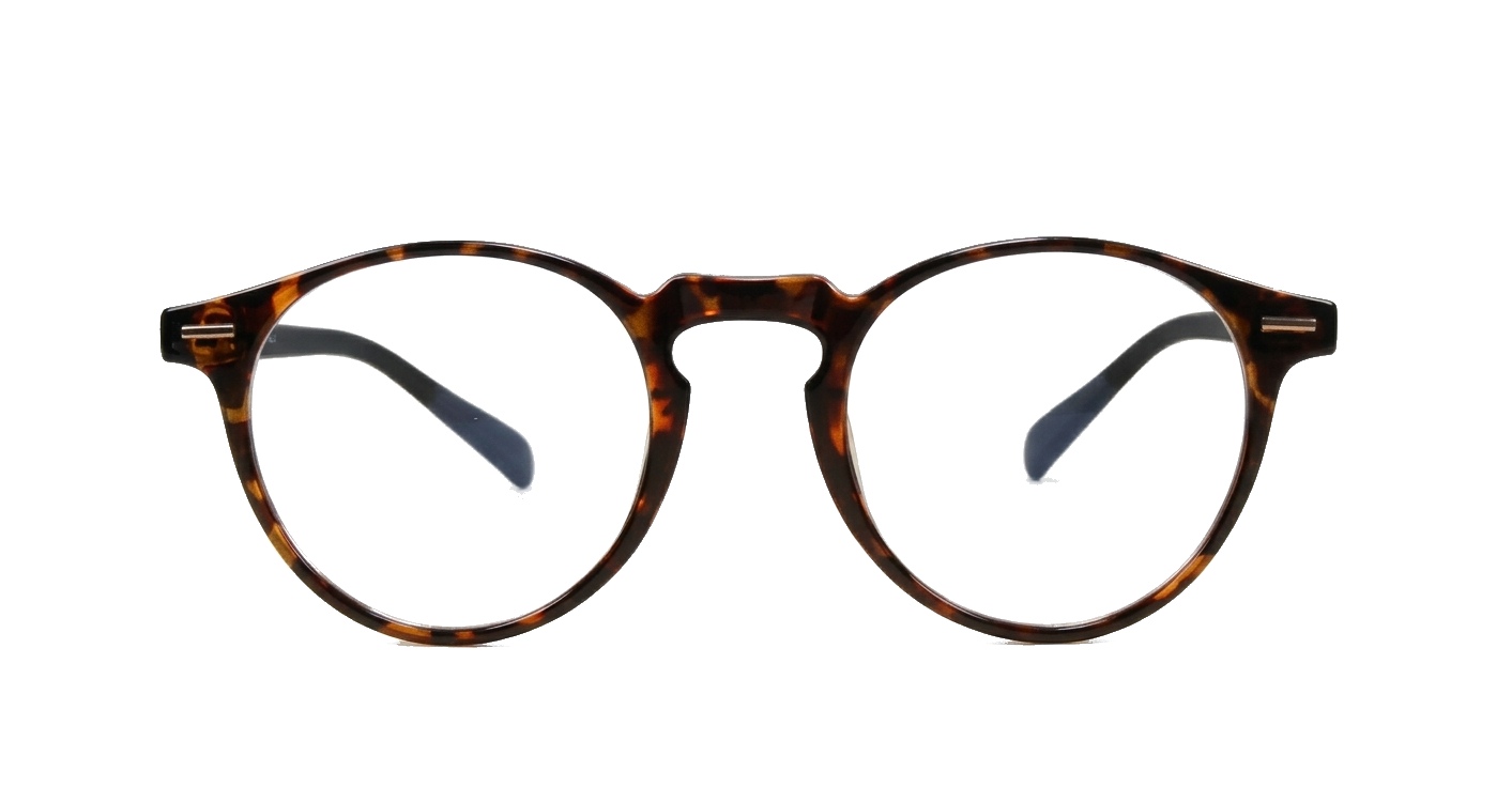 Round anti blue light glasses with silver accents, wire-core temples and steel hinges