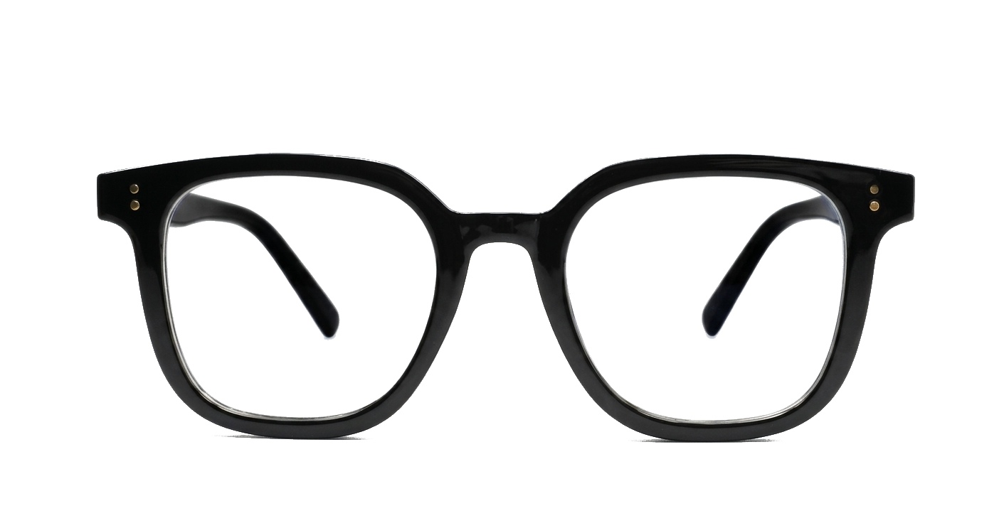 Strong square anti blue light glasses with silver detailing and silver temple pins