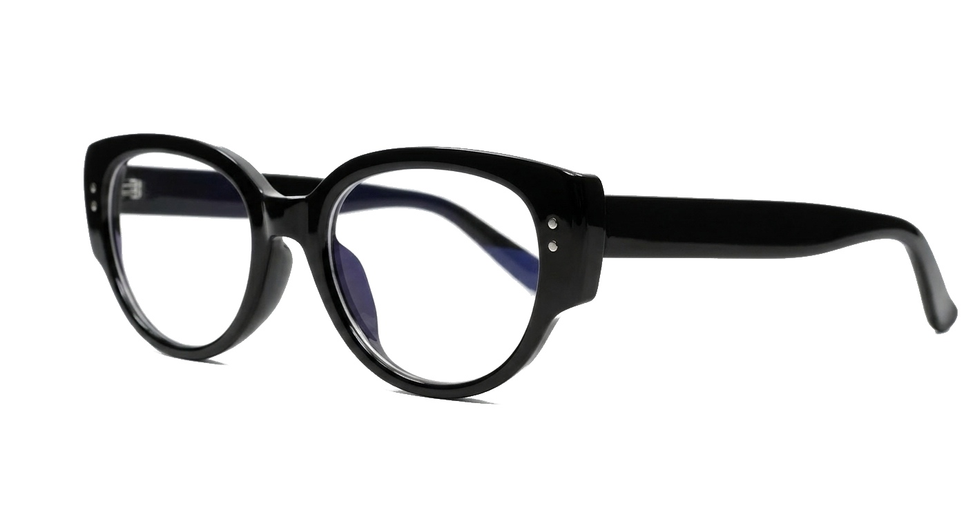 Chunky oval blue blocker glasses with robust steel hinges