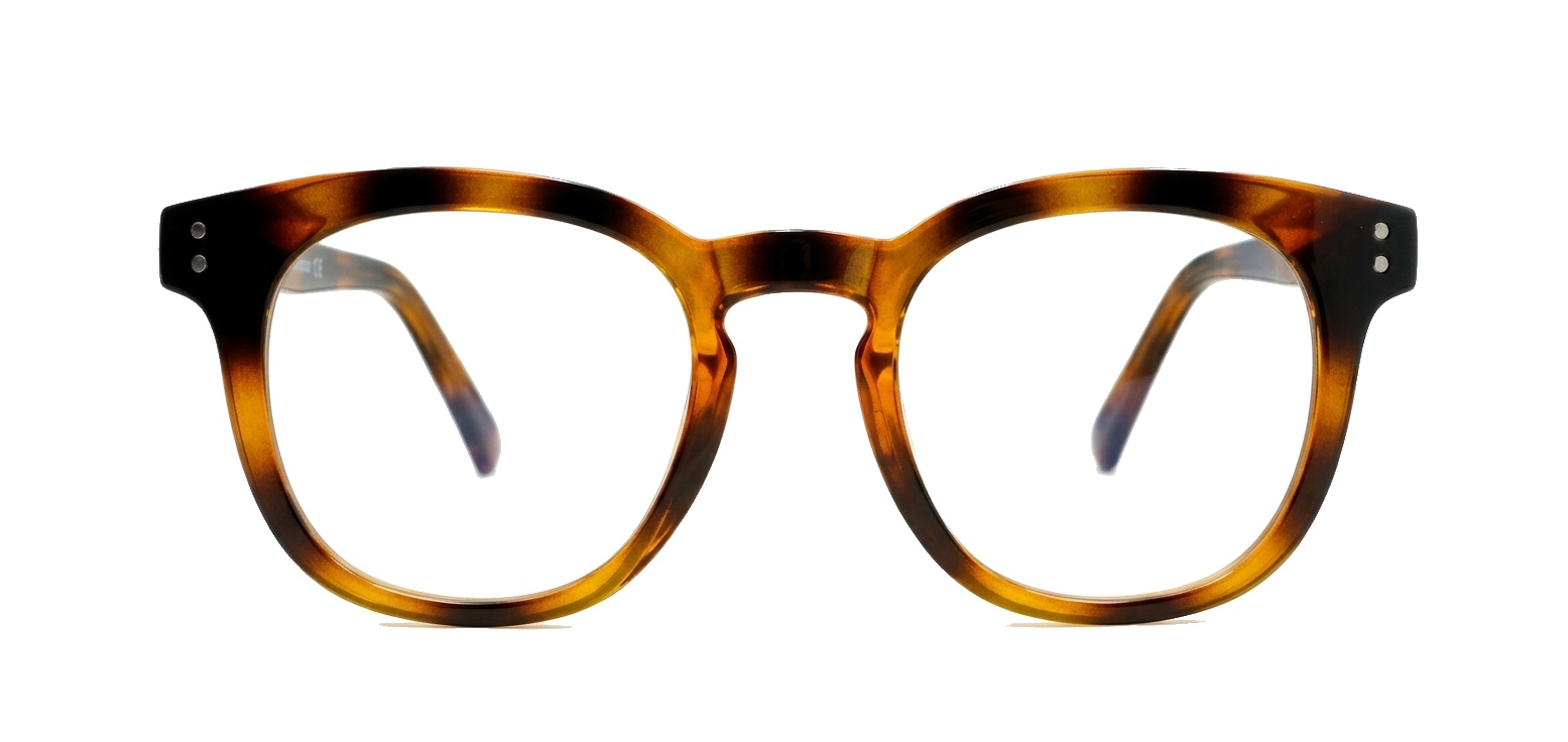 Round medium blue blocker glasses in black or tortoise with inner core wire temples