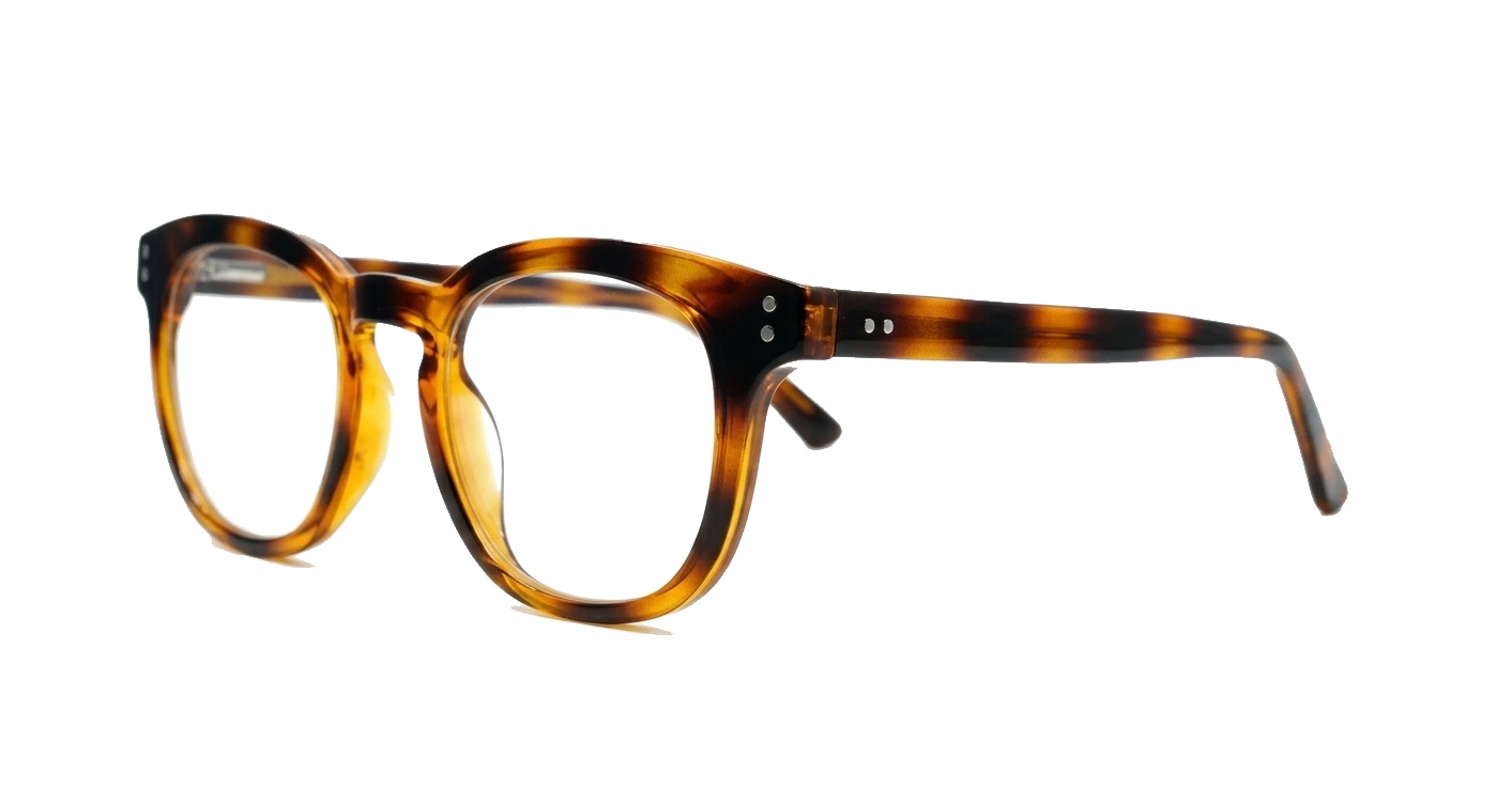 Round medium blue blocker glasses in black or tortoise with inner core wire temples