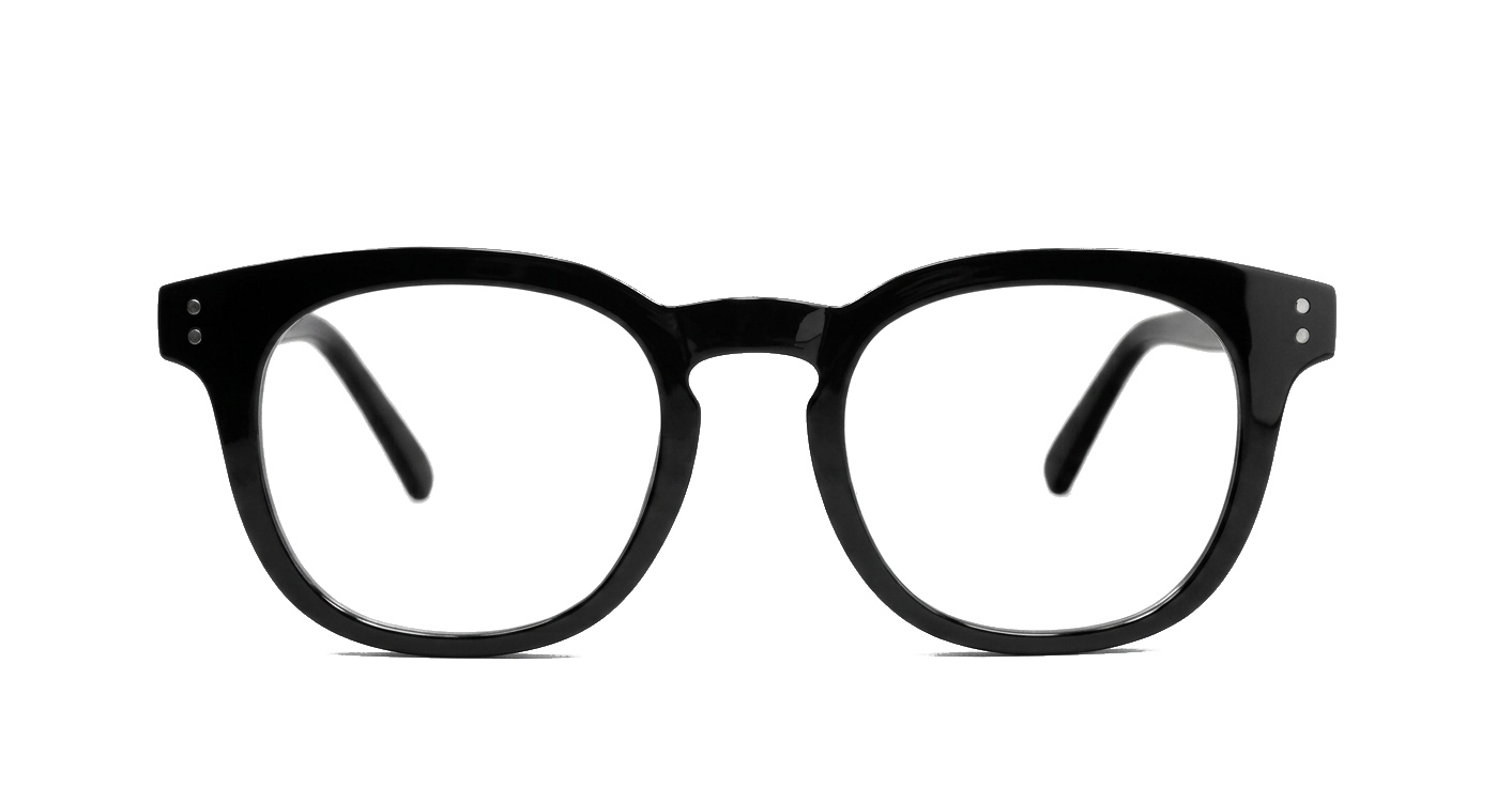 Round medium blue blocker glasses in black or tortoise with inner core wire temples