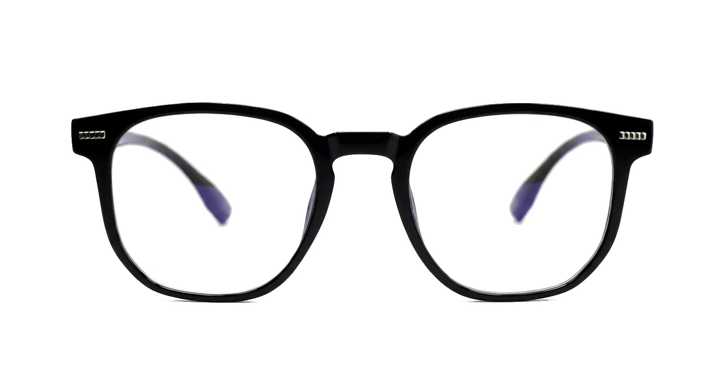 TR90 computer glasses with silver detailing in clear or black with steel hinges