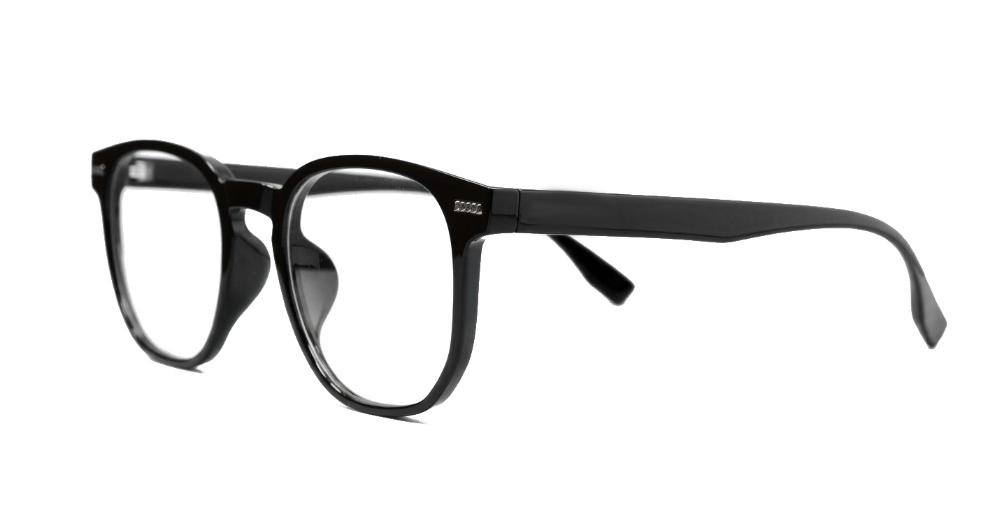 TR90 computer glasses with silver detailing in clear or black with steel hinges