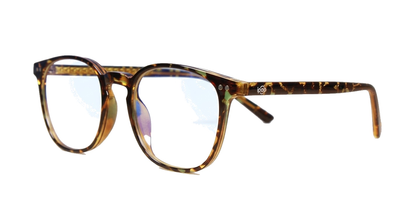 Classic round computer glasses with silver rivet detail and inner core wire temples