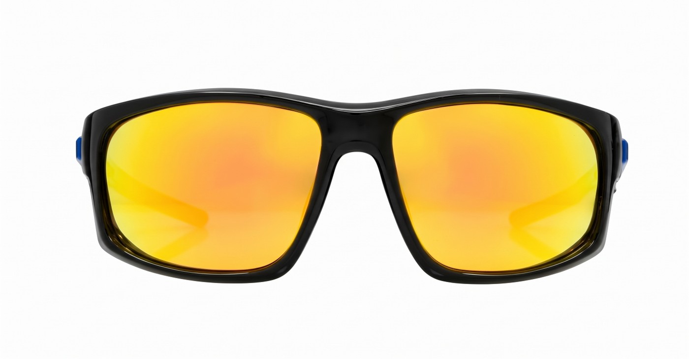  Ironcrest matte black wrap polarised sunglasses coloured mirror lenses mens sport