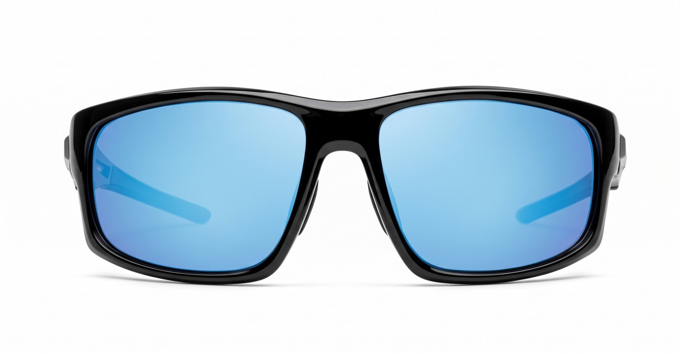  Ironcrest matte black wrap polarised sunglasses coloured mirror lenses mens sport