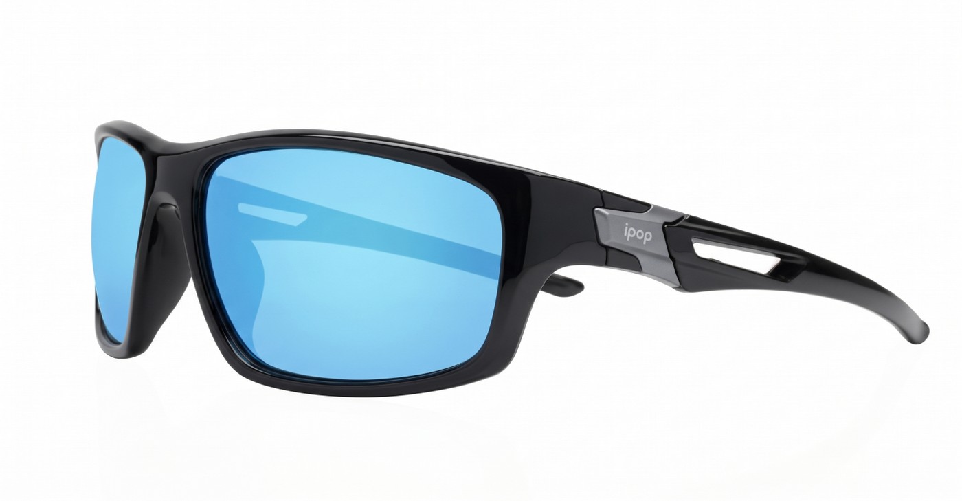  Ironcrest matte black wrap polarised sunglasses coloured mirror lenses mens sport