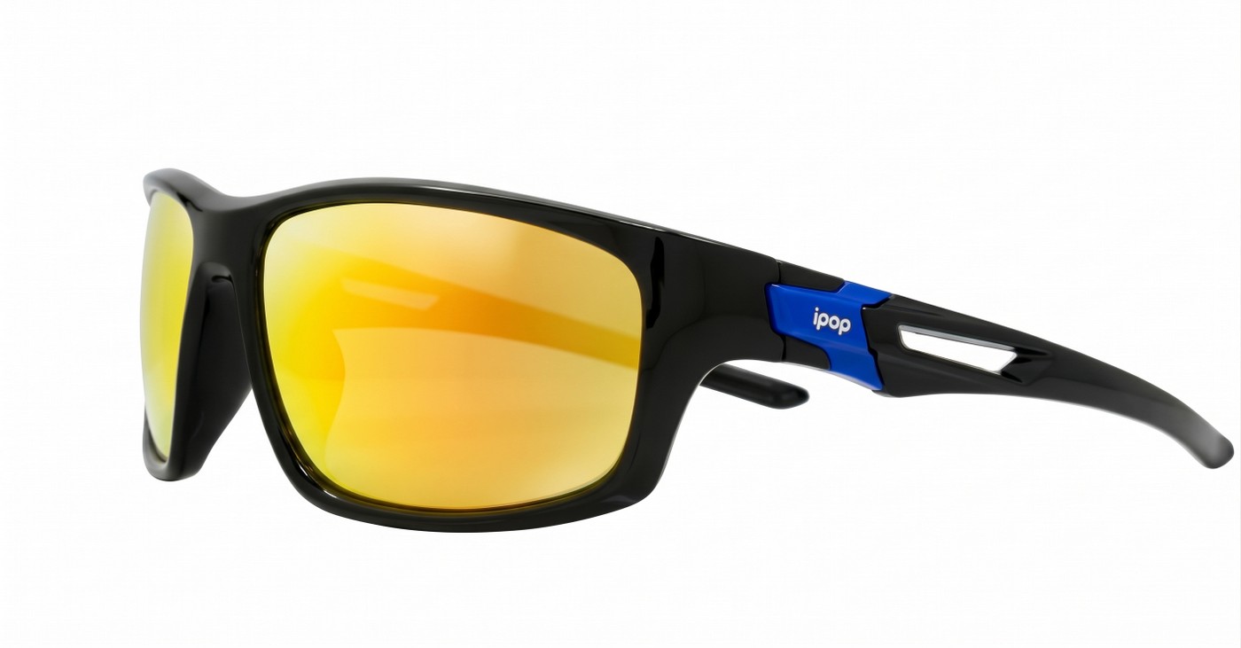  Ironcrest matte black wrap polarised sunglasses coloured mirror lenses mens sport