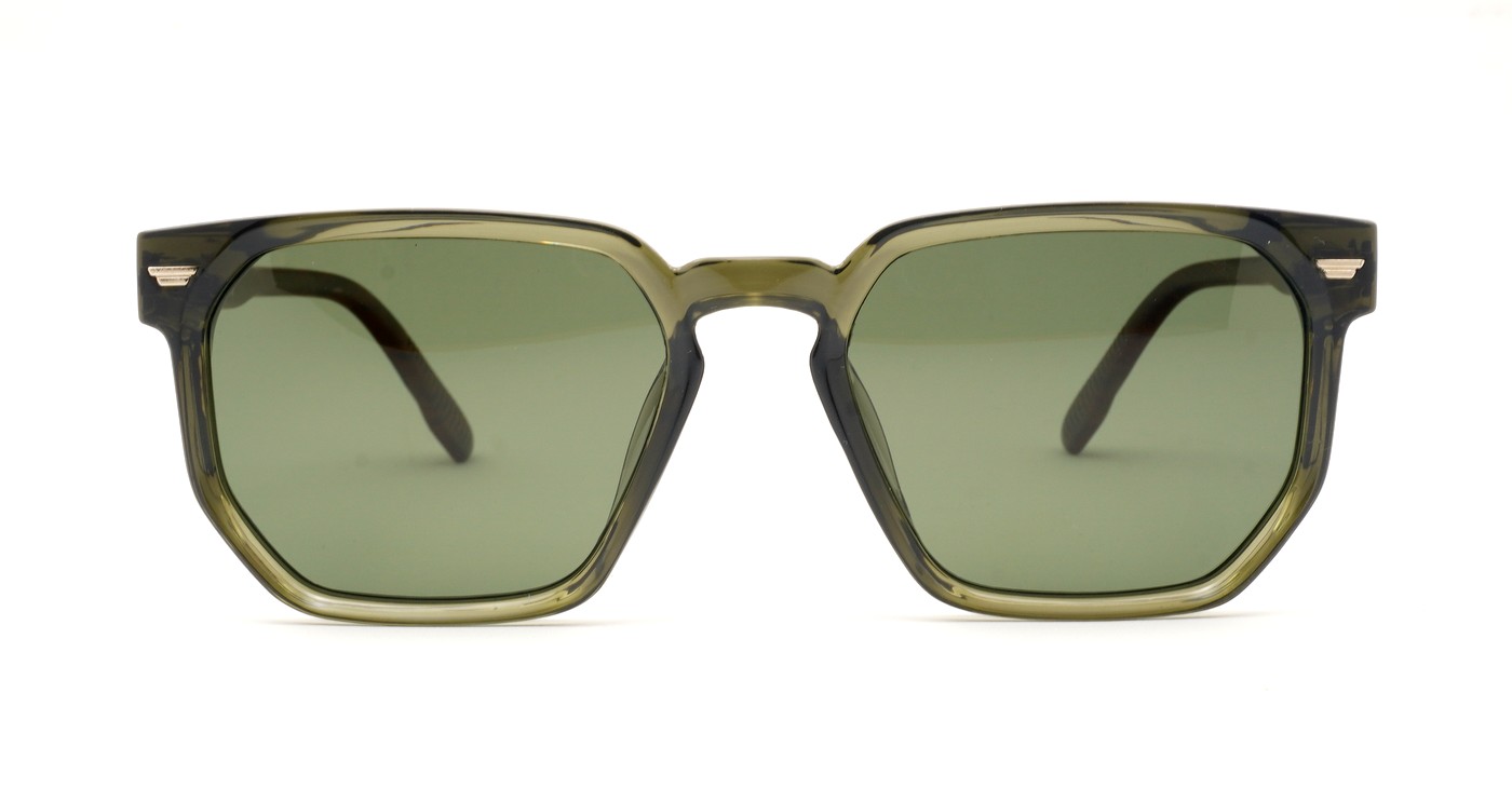 Classic unisex polarised sunglasses with gold accents and faux wood temples