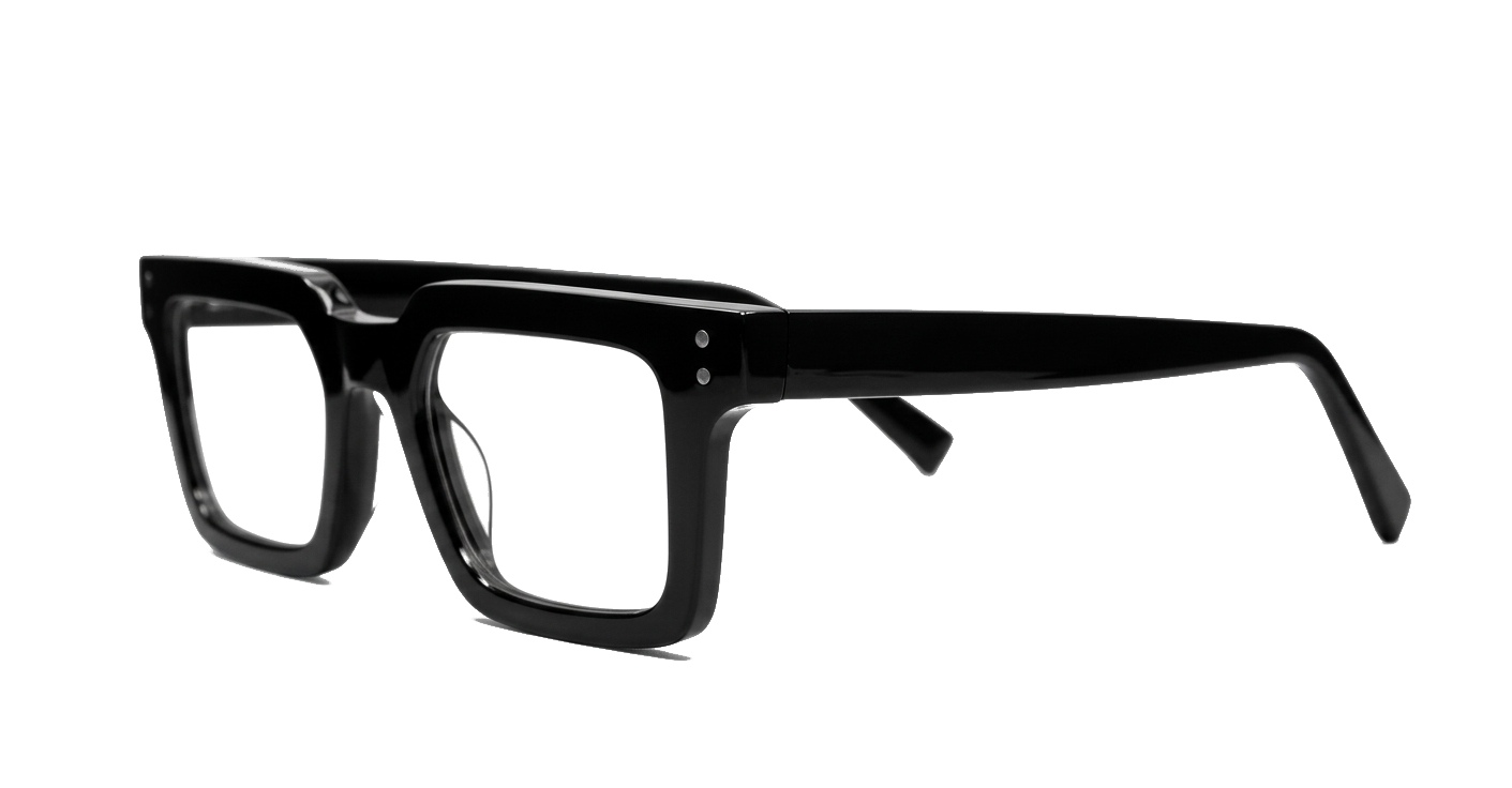 Sleek rectangular blue light glasses with silver detailing and robust steel hinges