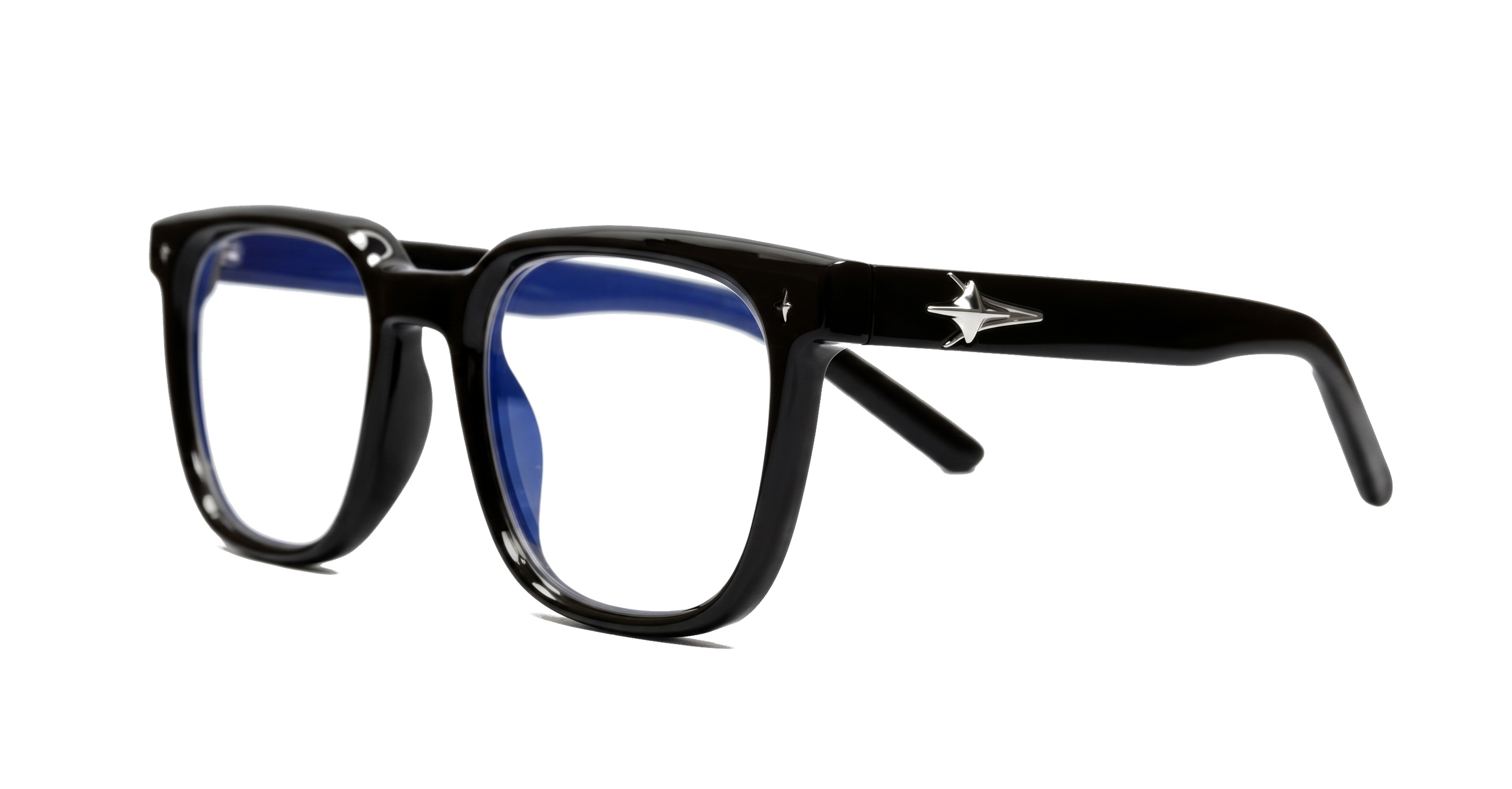 Chunky square anti blue light glasses with robust steel hinges